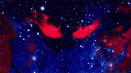 a painting of a person 's face in the middle of a galaxy with stars .