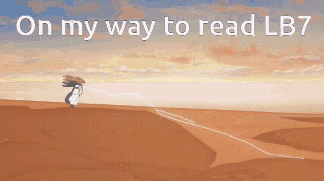 on my way to read lb7 is written in white letters