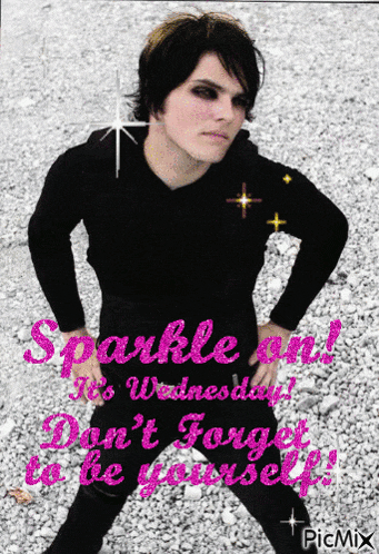 a picture of a man with the words " sparkle on wednesday " on it