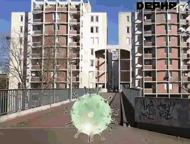 a drawing of a virus with the word dephr on the bottom
