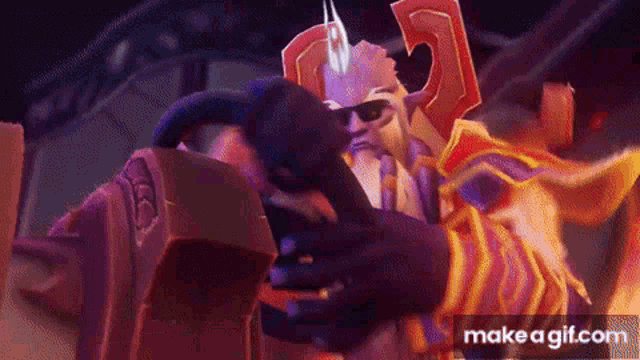 a video game character is wearing sunglasses and holding a sword