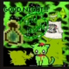 a cartoon drawing of a cat with the words good night