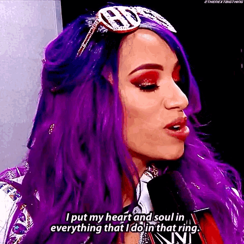 a woman with purple hair is saying i put my heart and soul in everything that i do in that ring