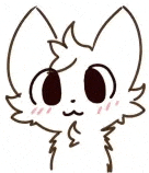 a drawing of a cat 's face with big eyes and a mustache on a white background .