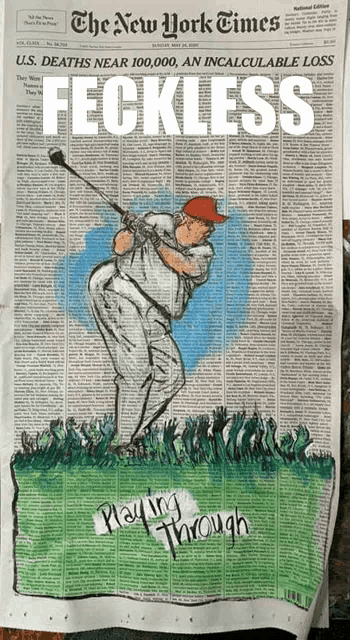 the front page of the new york times with a drawing of a man playing golf