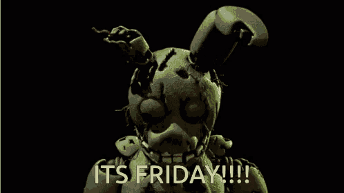 a cartoon of a rabbit with the words it 's friday written on it