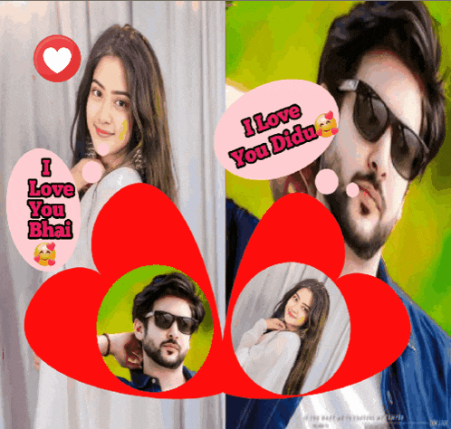 a man and a woman with speech bubbles that say " i love you didu "