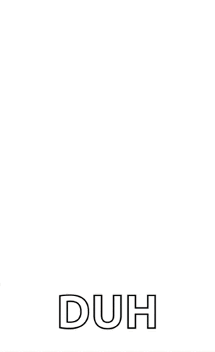 a man in a suit and tie is standing in front of a white background with the word duh on it .