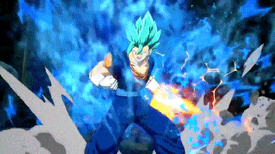 a cartoon character is holding a sword in his hand while standing in front of a blue background .