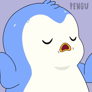 a cartoon of a penguin with the word pengu on the bottom right