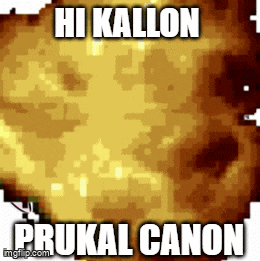 a pixelated image of an explosion with the words hi kallon prukal canon