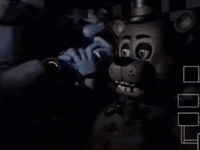 five nights at freddy 's is a video game where freddy the bear is holding bonnie 's hand .
