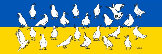 a drawing of pigeons on a yellow and blue background with the name aleksandr written on the bottom