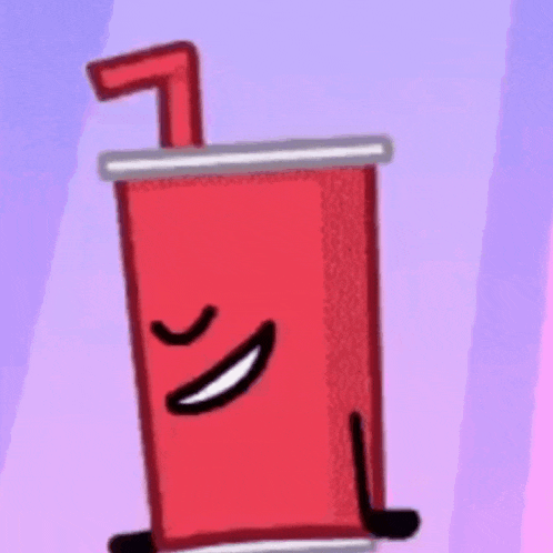 a cartoon drawing of a red cup with a straw and arms .