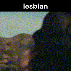 a close up of a person 's face with the word lesbian on the bottom