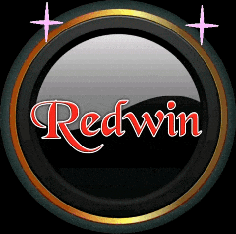 a black circle with the word redwin in red