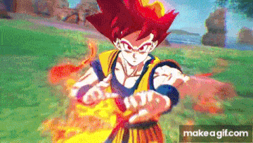 a cartoon character with red hair is holding a sword in his hands .