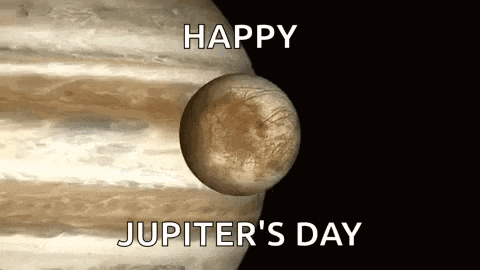 a happy jupiter 's day greeting card with a picture of jupiter and ecliptic .