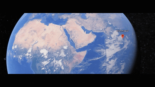 a map of the earth shows the location of brahimapur in india