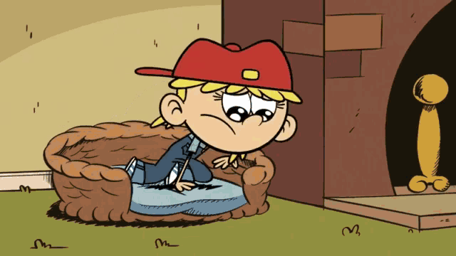a cartoon of lana from the loud house sitting in a chair