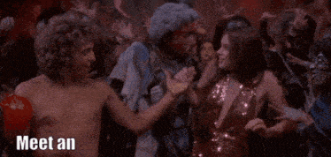 a vampire is surrounded by people with the words meet an actual actual actual vampire written in red