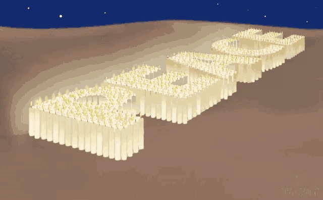 a bunch of candles are lit up to spell out the word peace