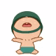 a cartoon character with a big mouth and a green helmet on his head .