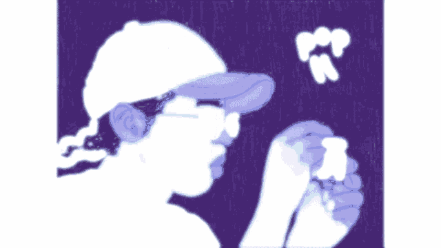 a drawing of a person wearing a hat that says ' a ' on it