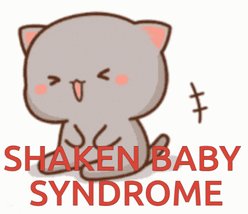 a picture of a cat with the words shaken baby syndrome written below it