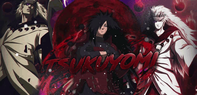 the word tsukuyomi that is on a purple background