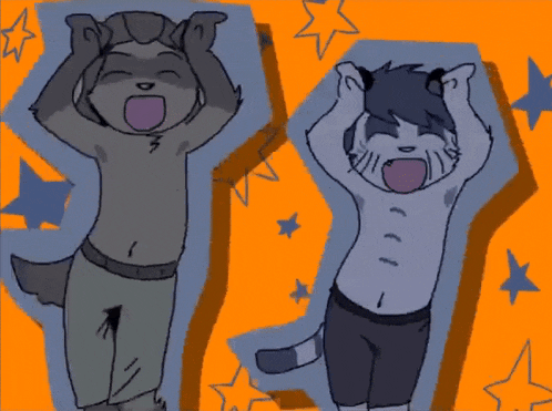 a drawing of a wolf and a cat with their mouths open