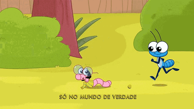 a cartoon scene with the words so no mundo de verdade on the bottom