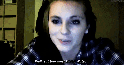 a woman in a plaid shirt says well eat too-meet emma watson .