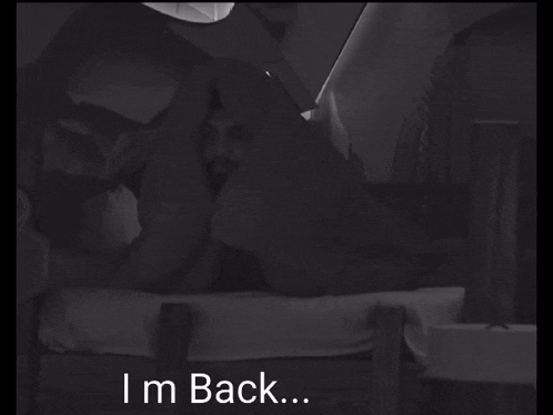 a black and white image with the words i 'm back on the bottom