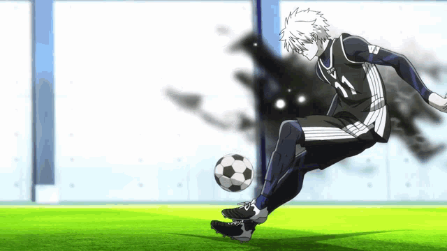 a soccer player with the number 17 on his jersey is kicking a ball