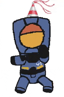 a cartoon of a robot wearing a party hat .