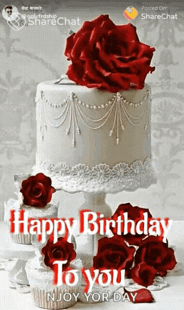a birthday card with a cake and cupcakes that says happy birthday to you enjoy your day