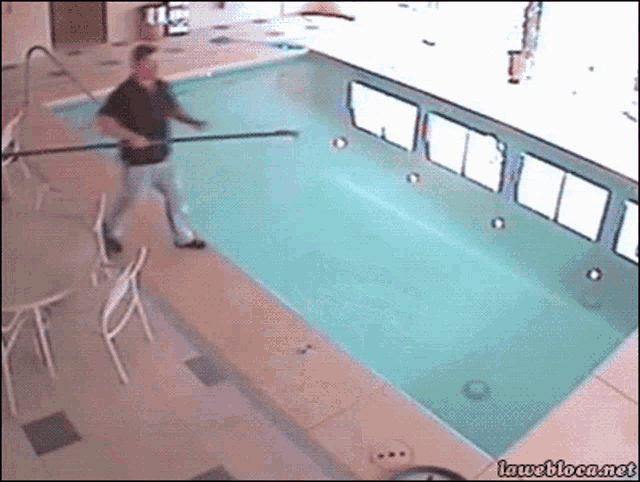 The Big Fail By Falling Into The Pool Trying To Clean It GIF - The Big Fail By Falling Into The Pool Trying To Clean It GIFs