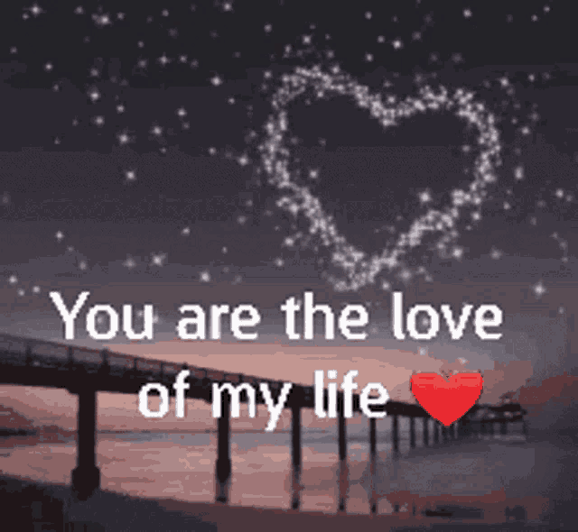a picture of a bridge with a heart and the words you are the love of my life