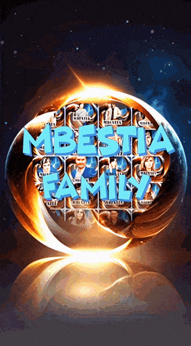 a poster that says ' bestia family ' in blue letters