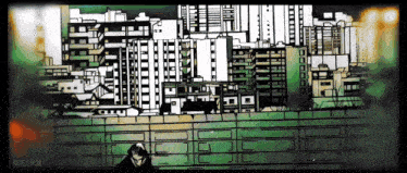 a drawing of a city with the name reixx on the bottom right