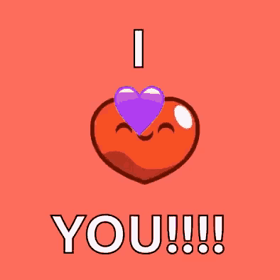 a red heart with a purple heart on it and the words i love you