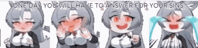 a cartoon of a girl with the words one day you will have to answer for your sins on top