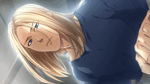 a man with long blonde hair and blue eyes is laying down with his eyes closed
