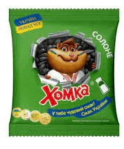 a bag of hamster crackers with a cartoon hamster on it .