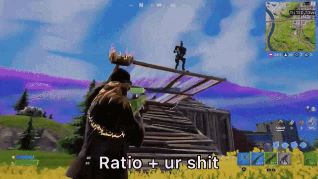 a screenshot of a video game with the words ratio + ur shit at the bottom
