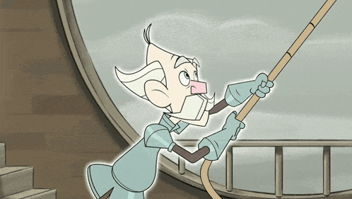 a cartoon character with a beard is holding a rope