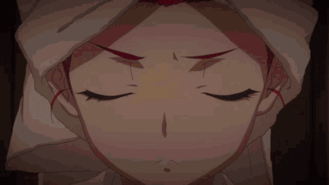 a woman with red hair is running in a room