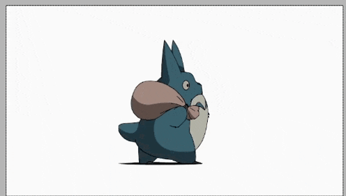 a cartoon drawing of a totoro with a bag on its back