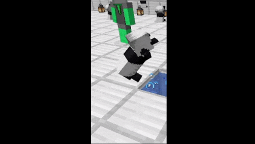 a person is standing on a block in a minecraft video game .